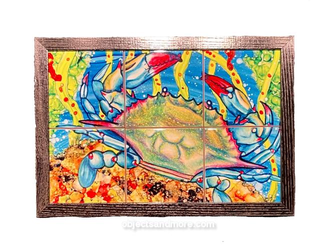 Blue Crab Framed Tile Mosaic SM by RITTER RYMER